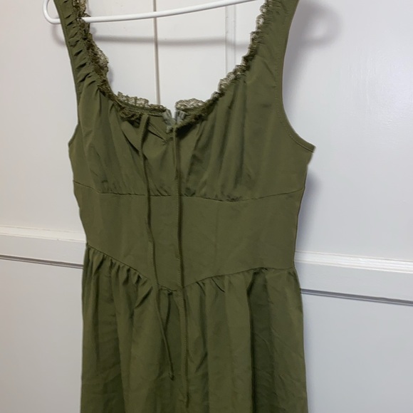 SHEIN MOD Small Women's Green Lace Edge Decor Waist Cinched Long Summer Dress - Picture 7 of 9